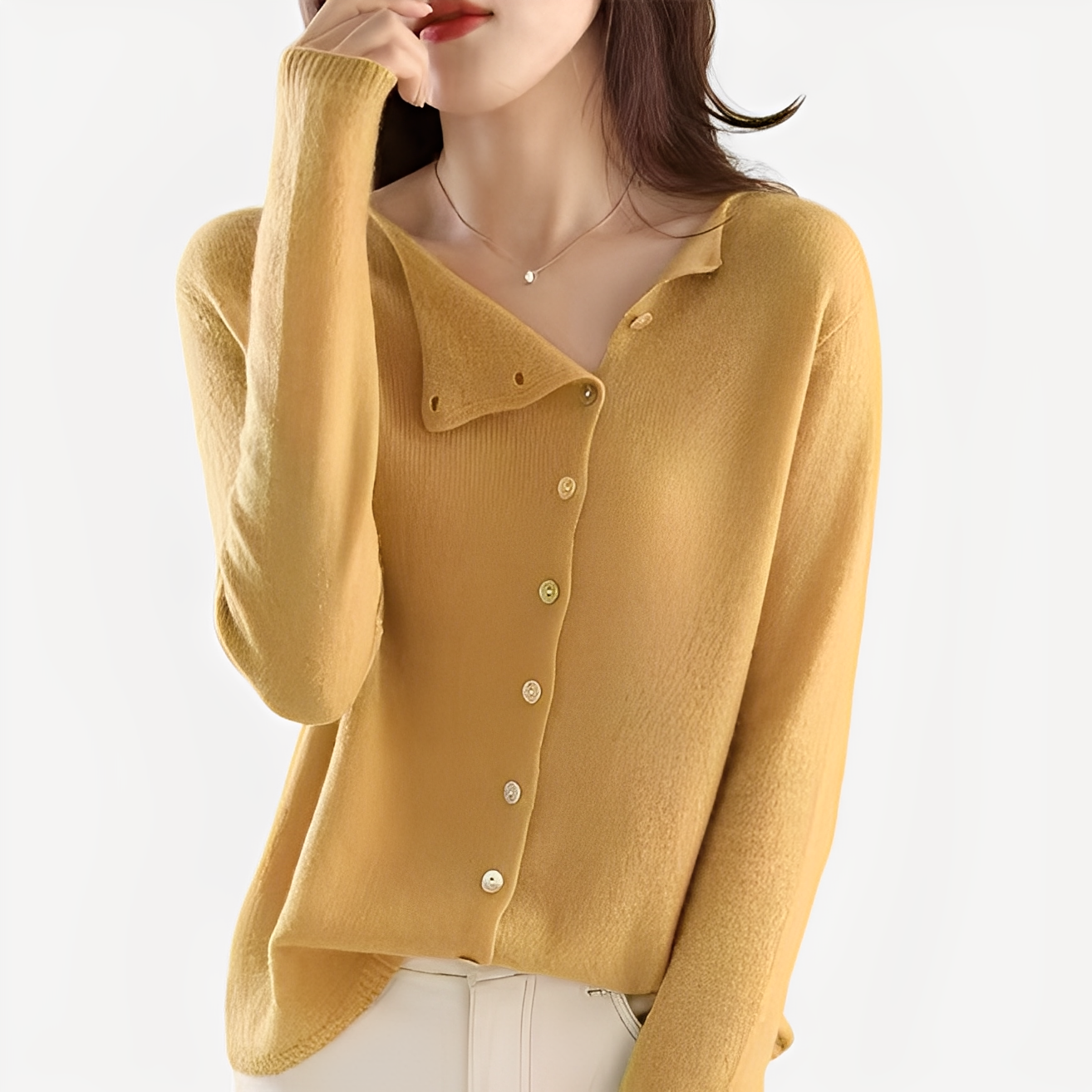 Daria - Elegante, warme Damen-Strickjacke mit einem Knopf