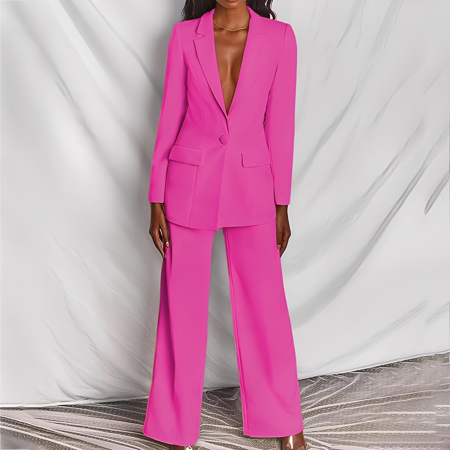 Darcey - Weites, modernes Damenanzug-Set mit Blazer und Hose