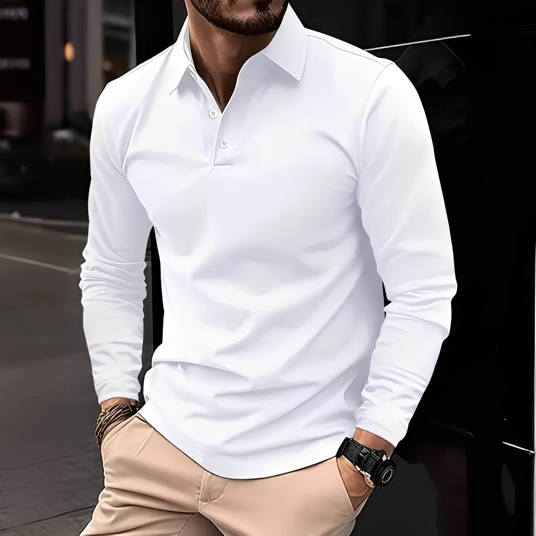 Stephen - Bequemes Langarm-Poloshirt für Herren