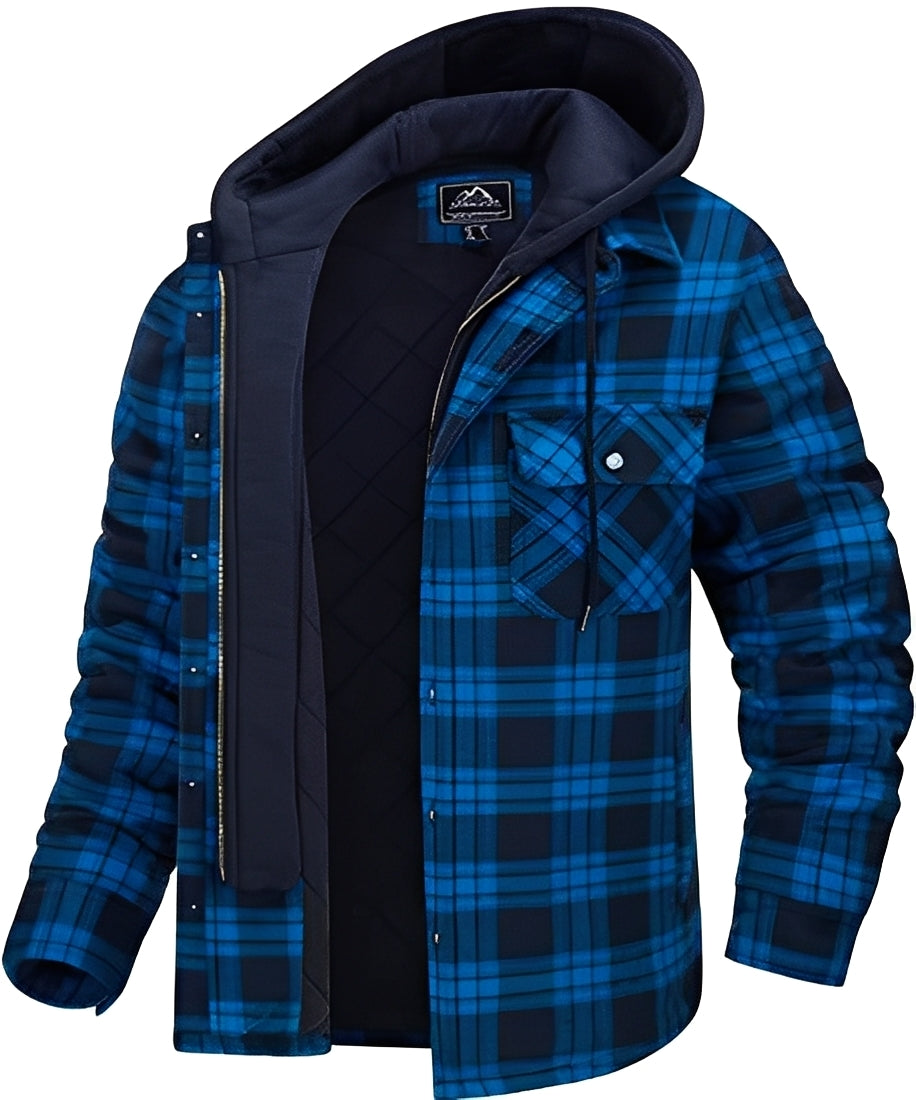 Rodger - Modische karierte Herrenjacke mit Kapuze