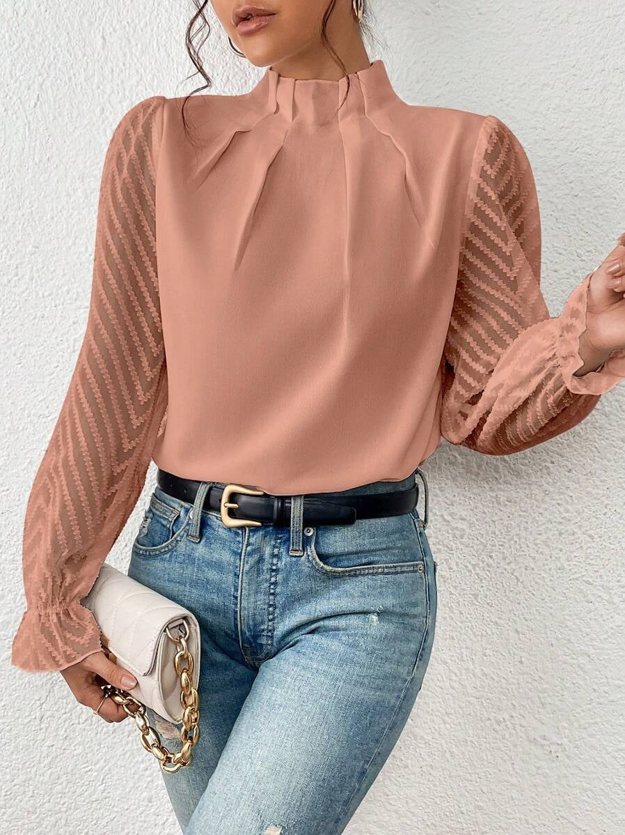 Cassandra - Elegantes Damen-Chiffon-Top mit langen Ärmeln
