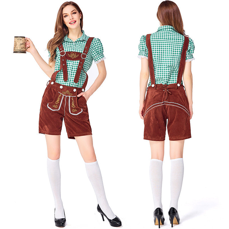 Dahlia - Oktoberfest-Look mit karierten Latzhosen für Damen