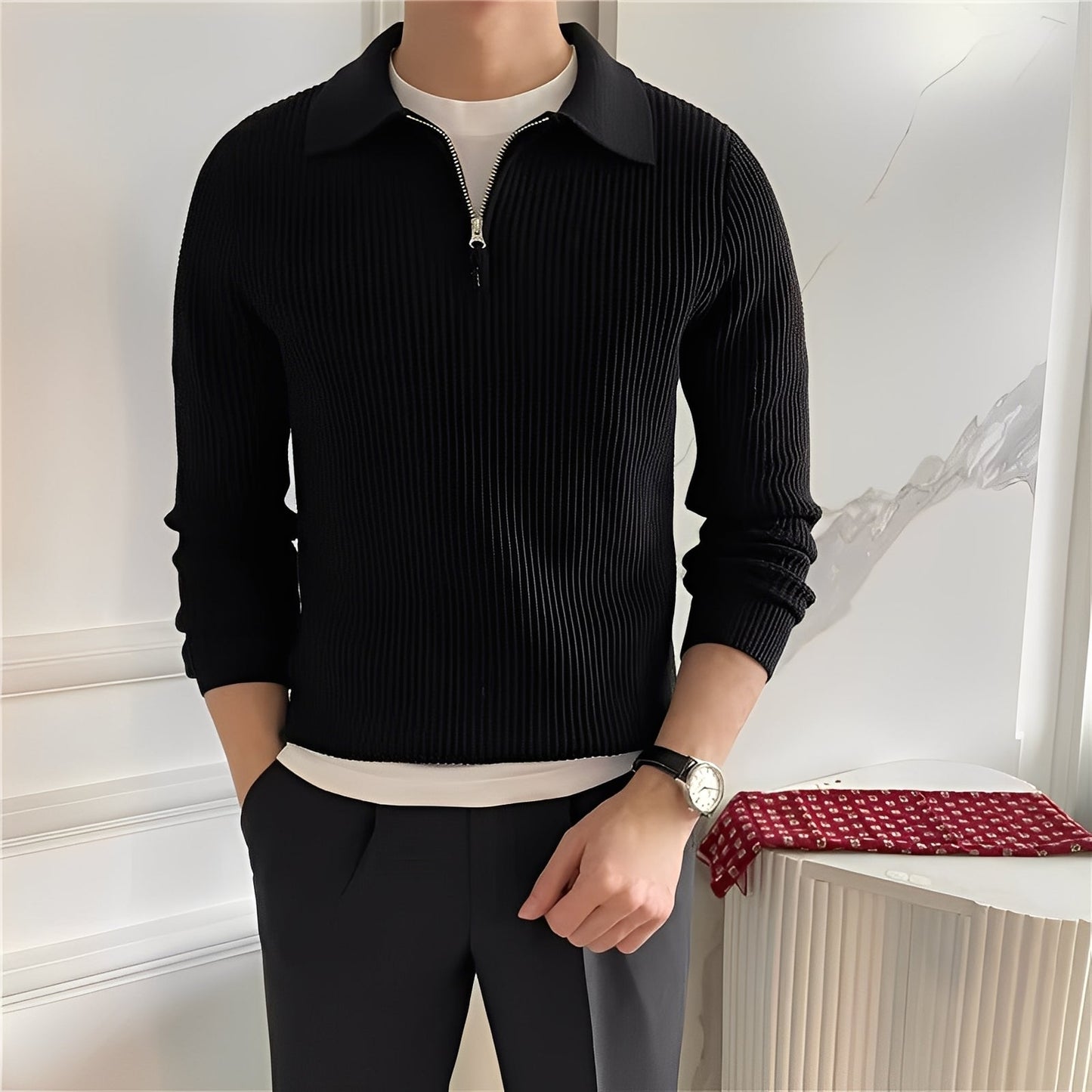 Justin - Schicker Herrenpullover mit Reißverschluss