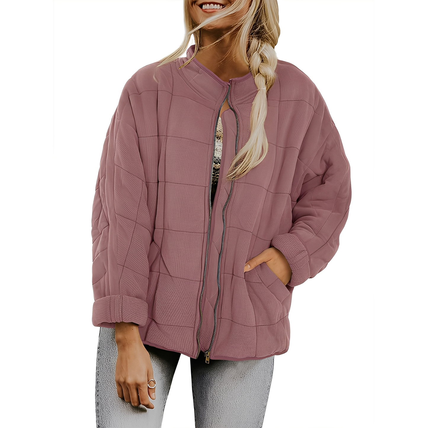 Luana - Frauenjacke mit leicht gestepptem Muster und Taschen