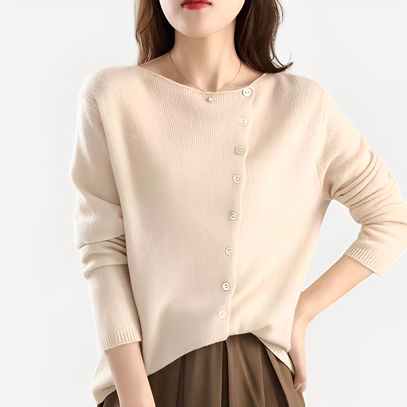 Daria - Elegante, warme Damen-Strickjacke mit einem Knopf