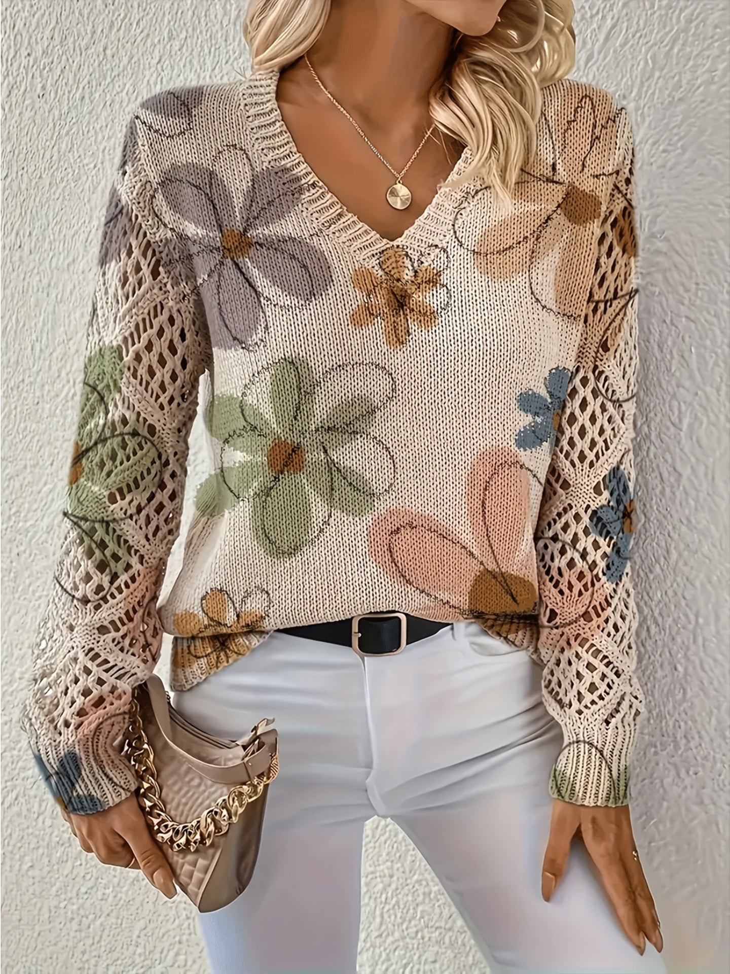Ashtyn - Schicker Damenpullover mit Blumendesign