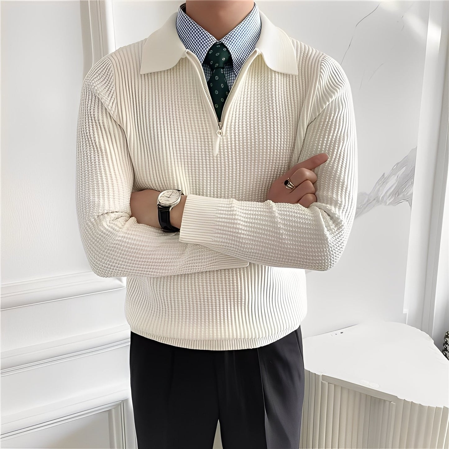 Justin - Schicker Herrenpullover mit Reißverschluss