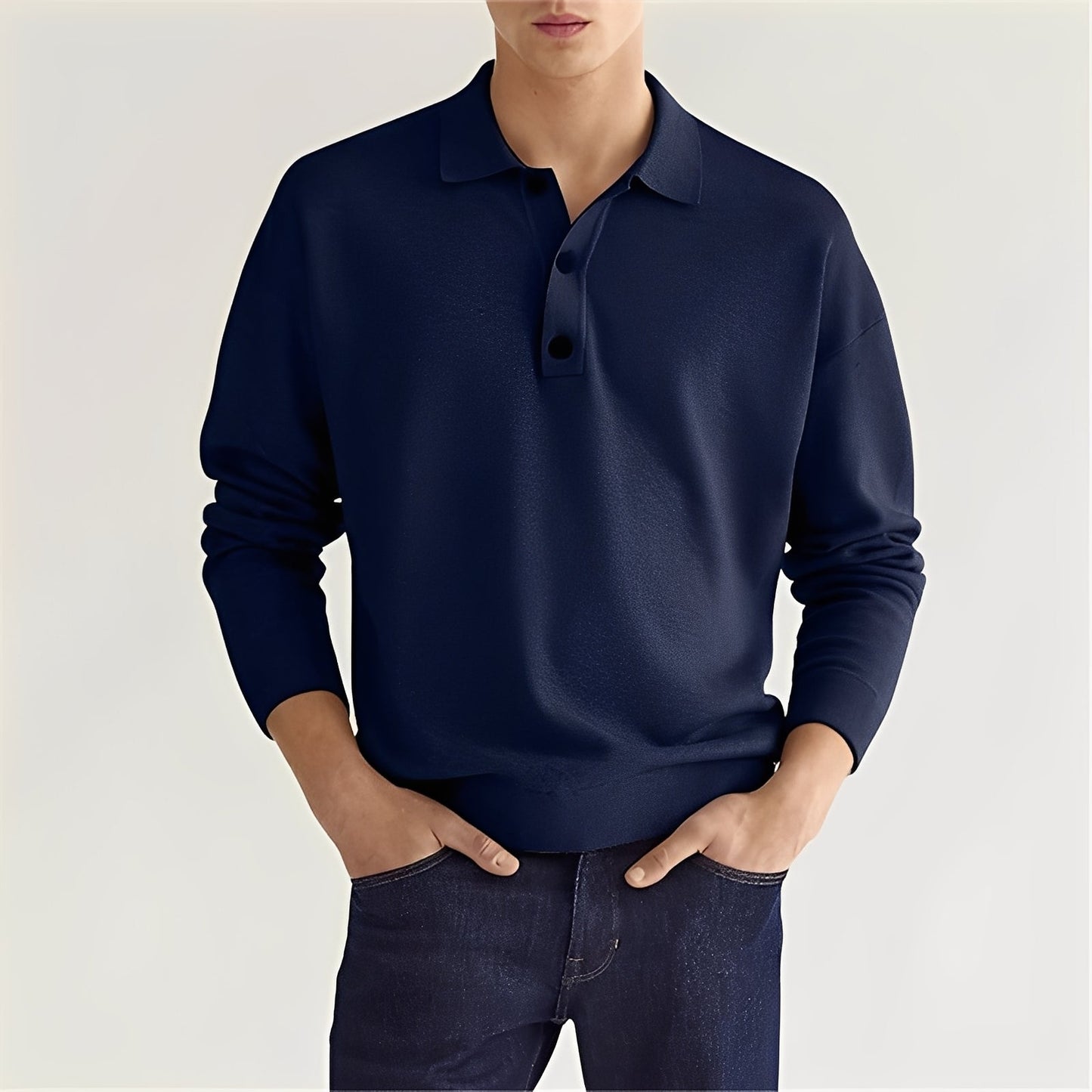 Dominic - Gemütliches Langarm-Poloshirt für Herren