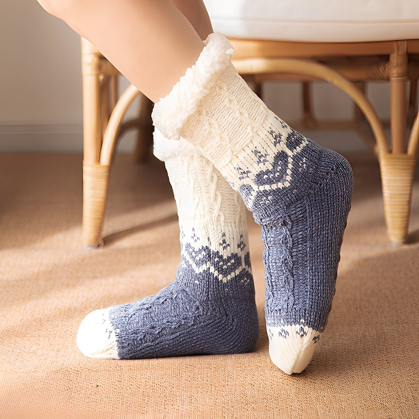 Danika - Modische gestrickte Kuschelsocken mit Herzmotiv für Damen