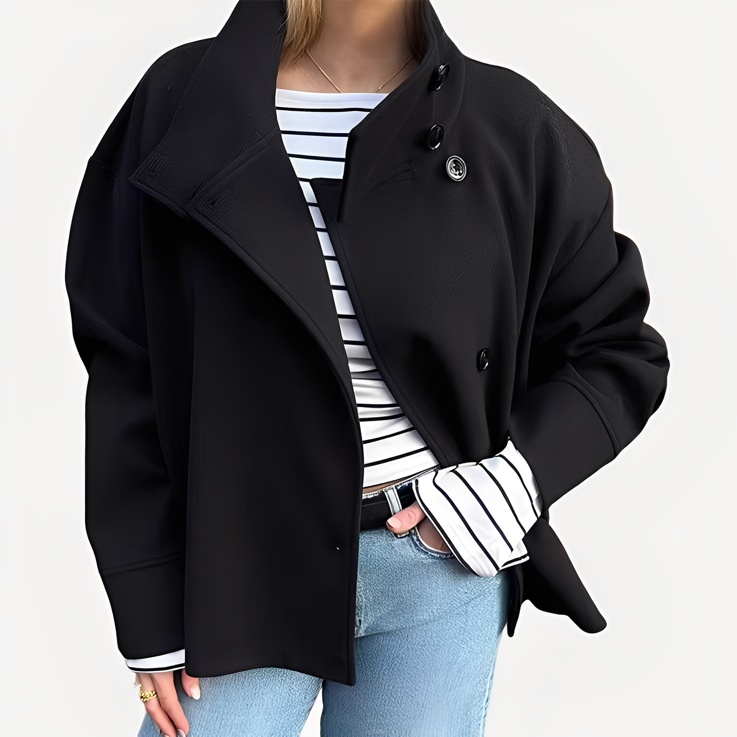 Carolyn - Schicke Damenwolljacke mit einem Knopf
