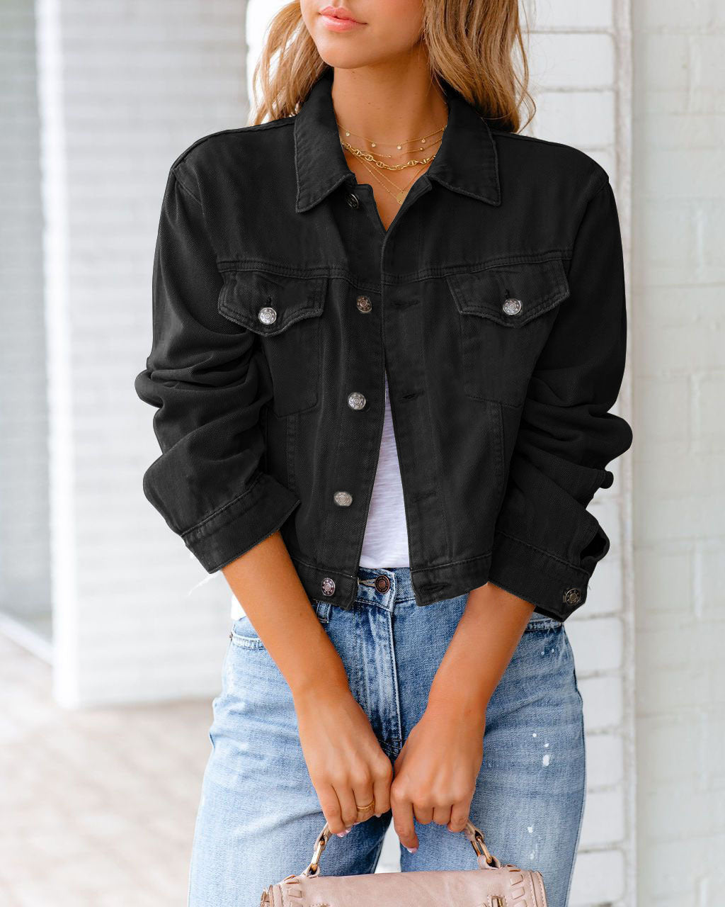 Carolyn - Bequeme Jeansjacke mit Taschen für Damen