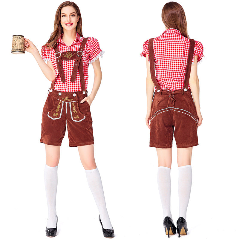 Dahlia - Oktoberfest-Look mit karierten Latzhosen für Damen