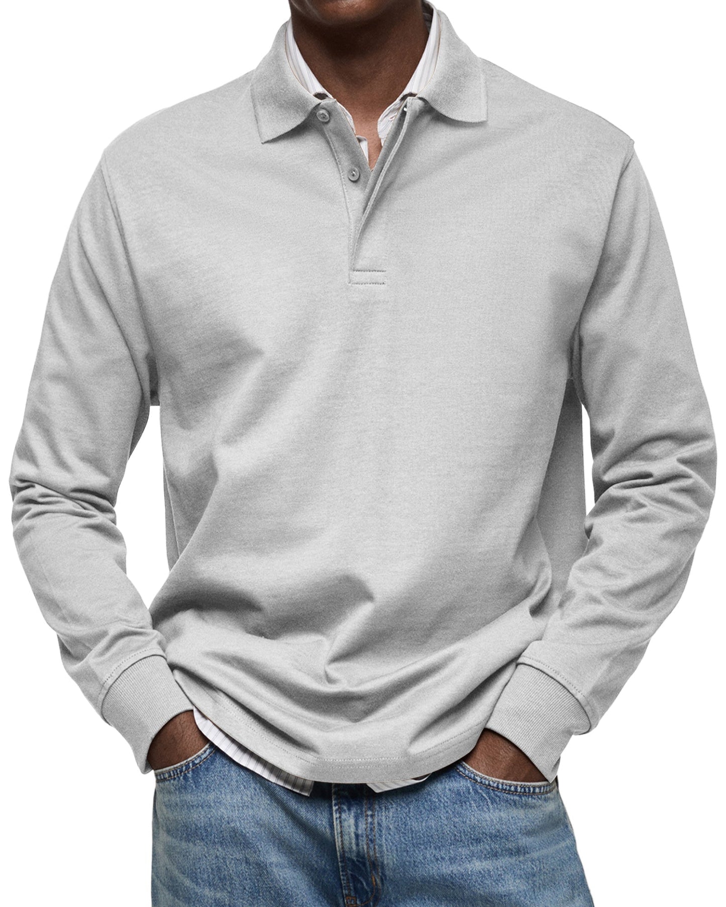 Dewey - Herren Langarm-Poloshirt, schlichtes Design