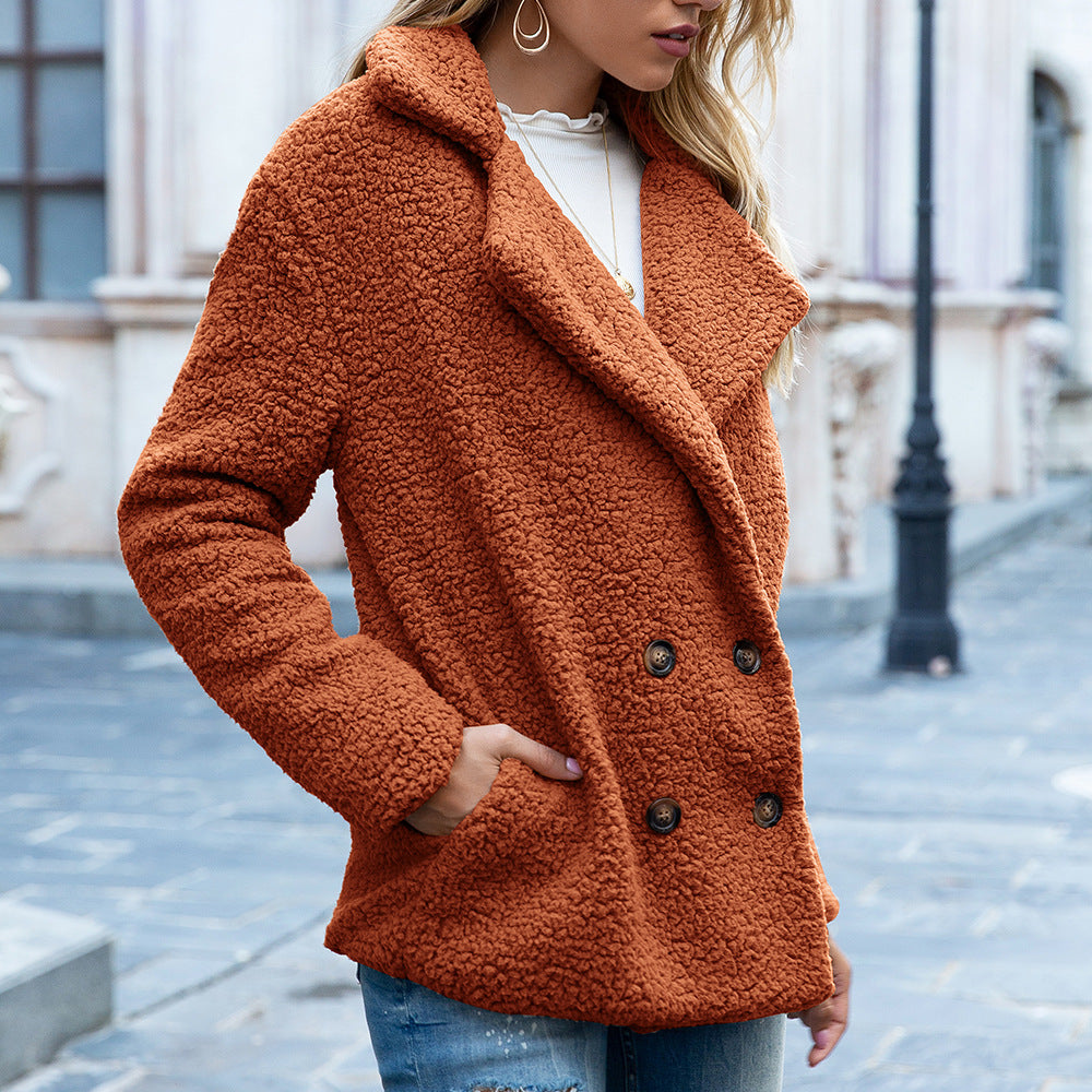 Brianna - Dicke lange Jacke für Damen mit Knöpfen