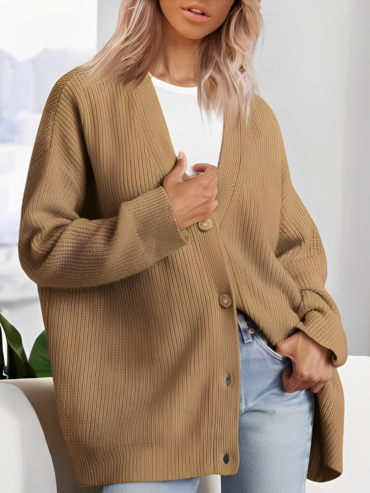 Kelcey - Bequeme Damen-Kaschmir-Strickjacke