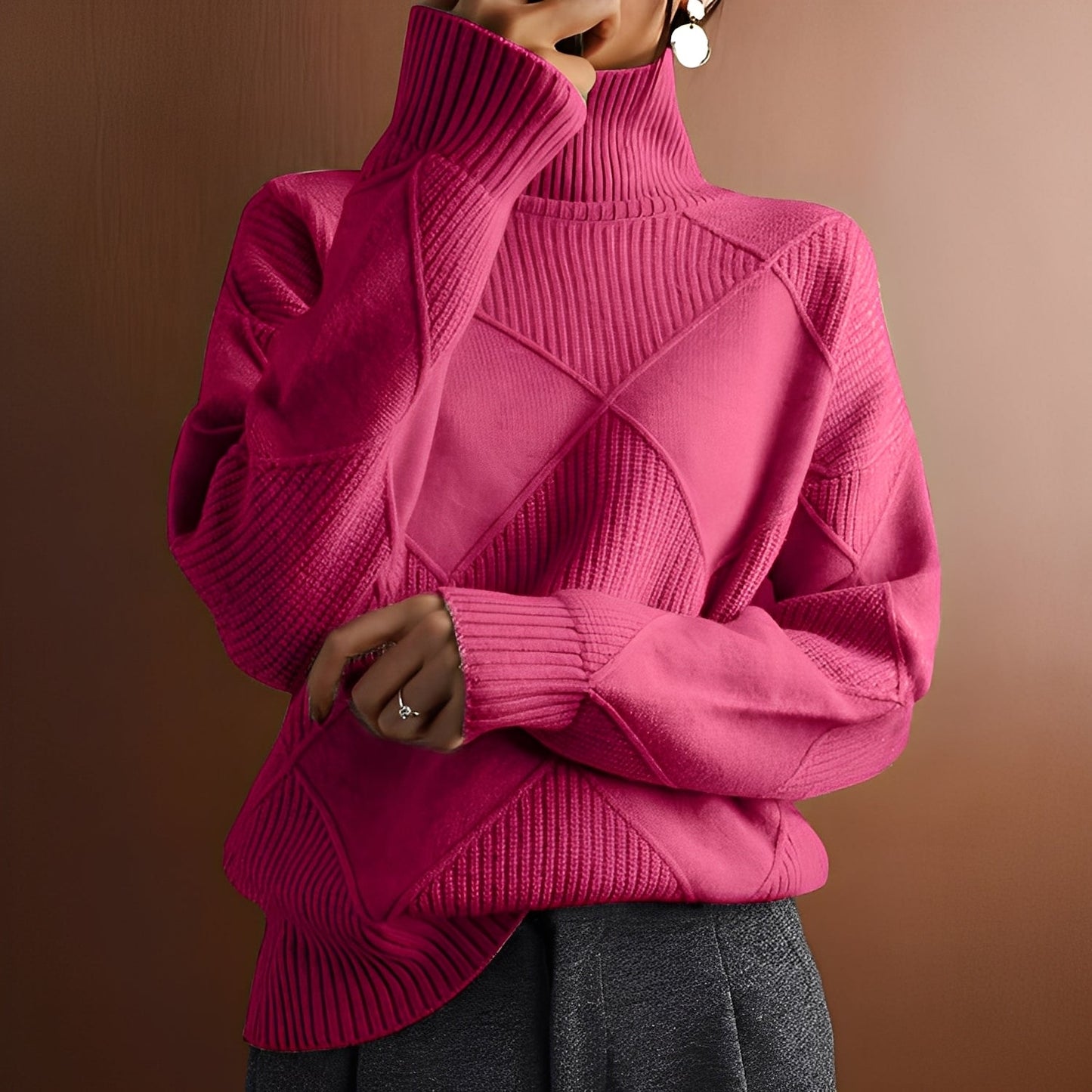 Lyndsea - Gemütlicher Damen-Rollkragenpullover