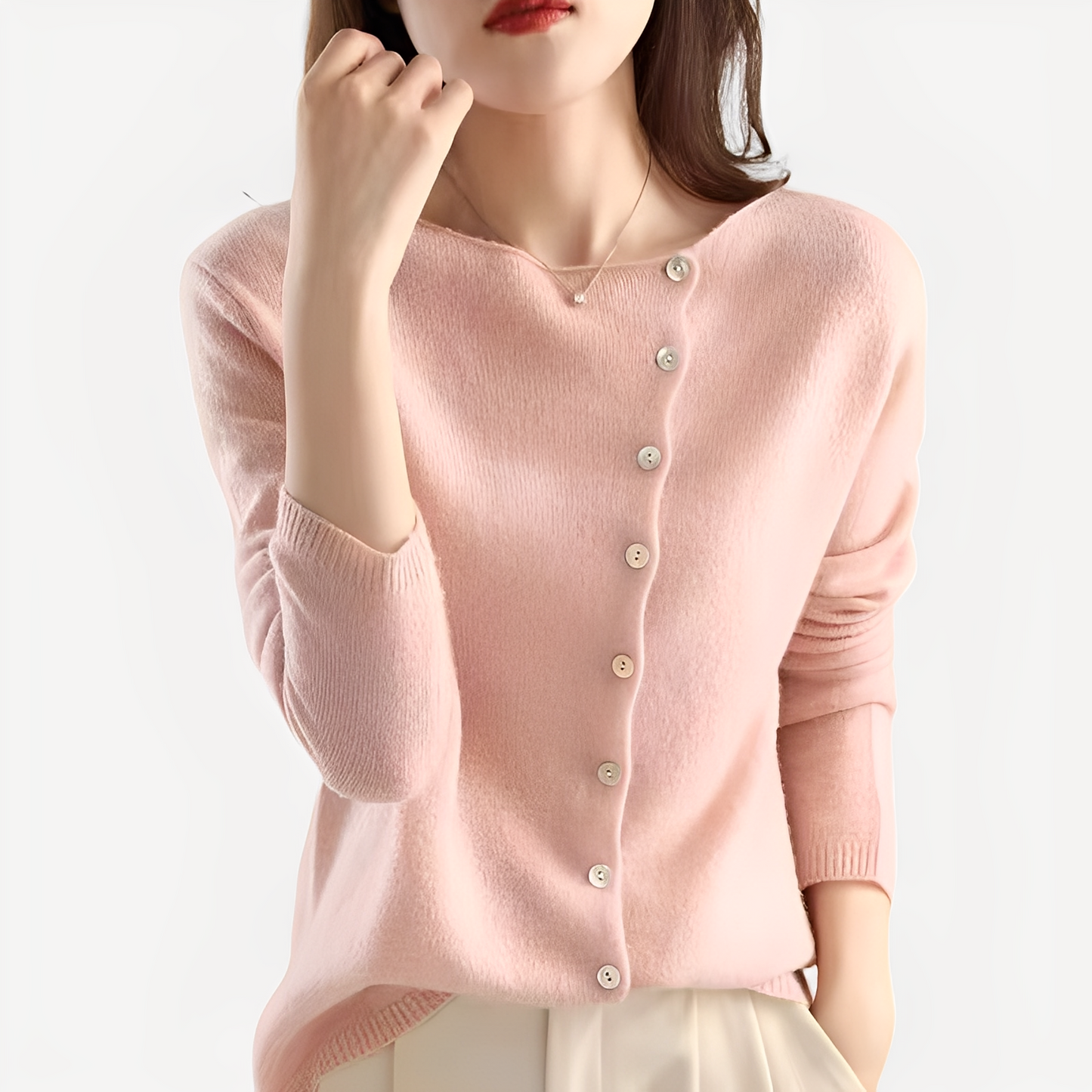 Daria - Elegante, warme Damen-Strickjacke mit einem Knopf