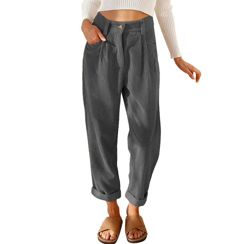 Chelsie - Komfortable Damenhose aus Cord mit hohem Bund