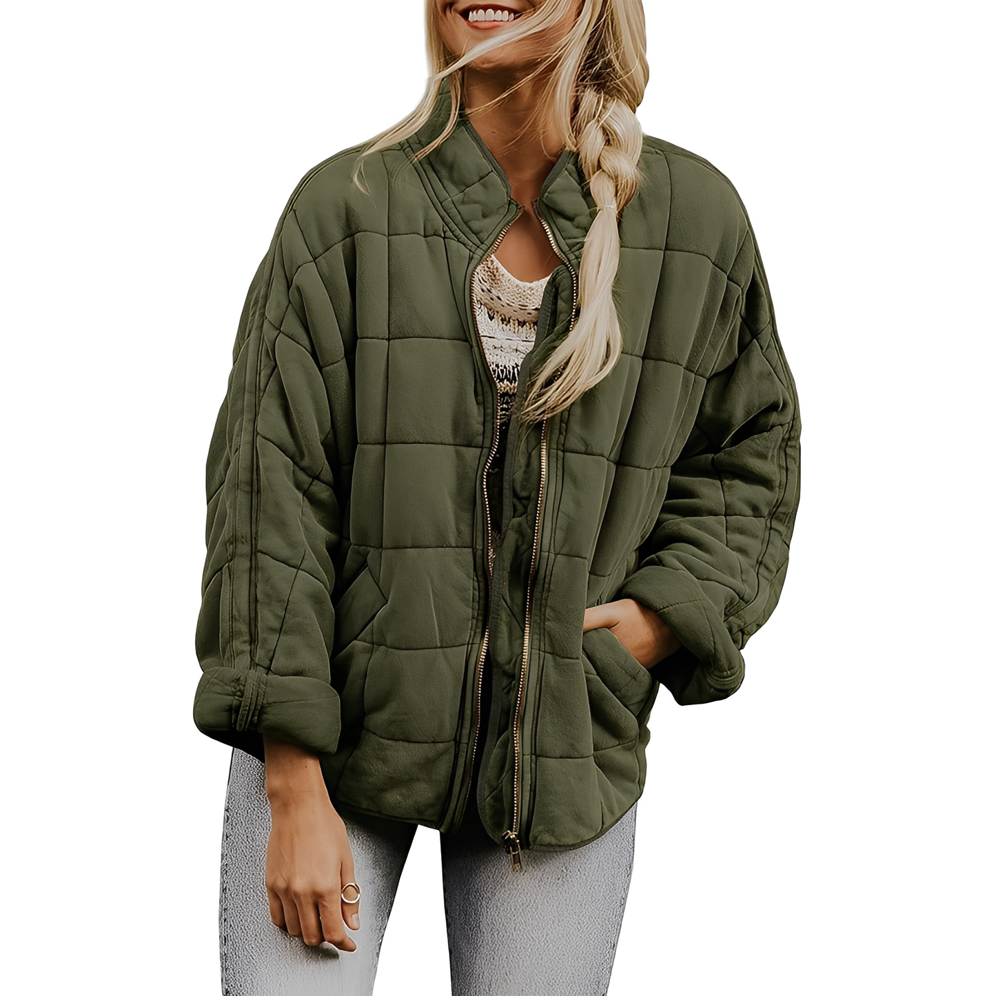 Luana - Frauenjacke mit leicht gestepptem Muster und Taschen