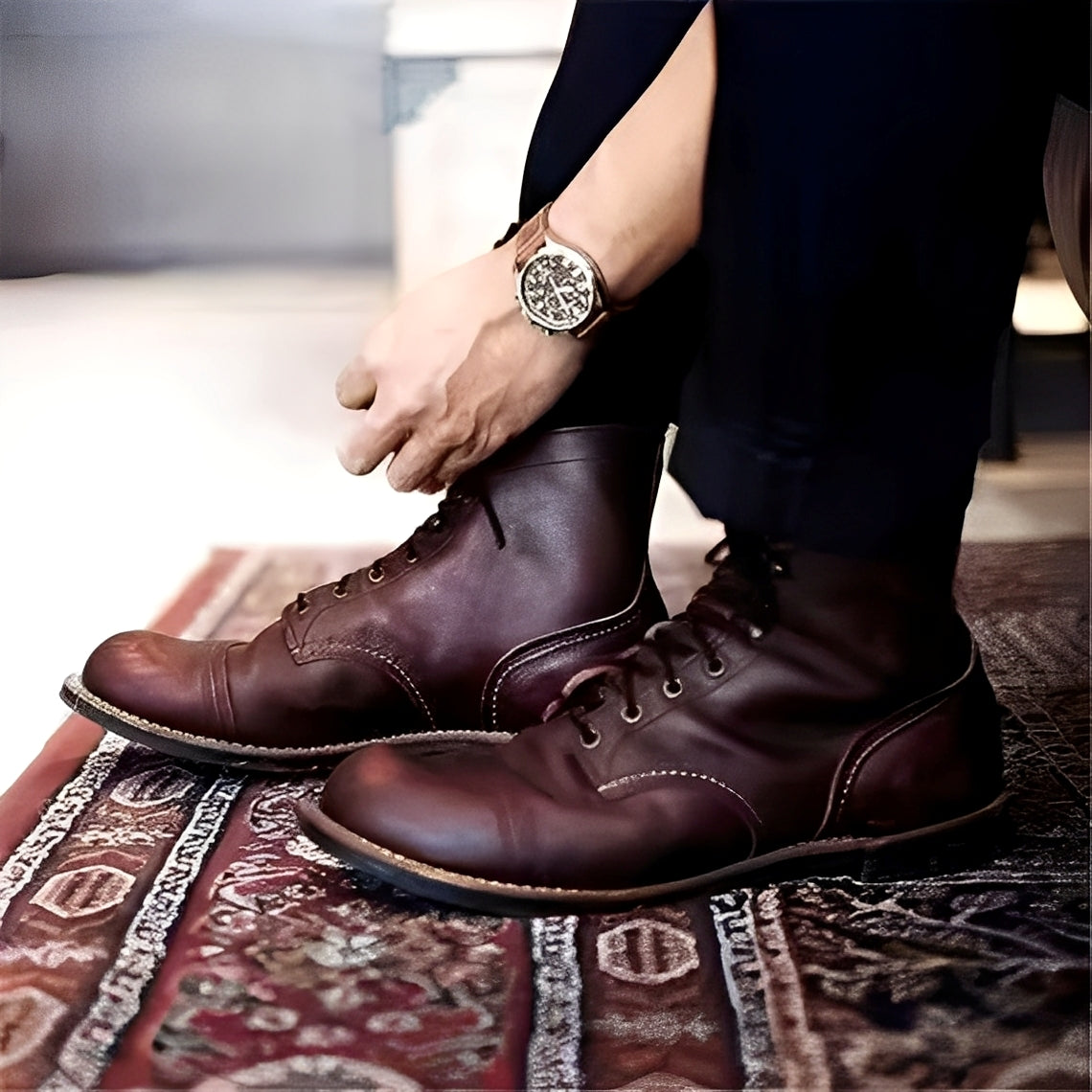Garrick - Robuste Retro-Lederstiefel für Männer