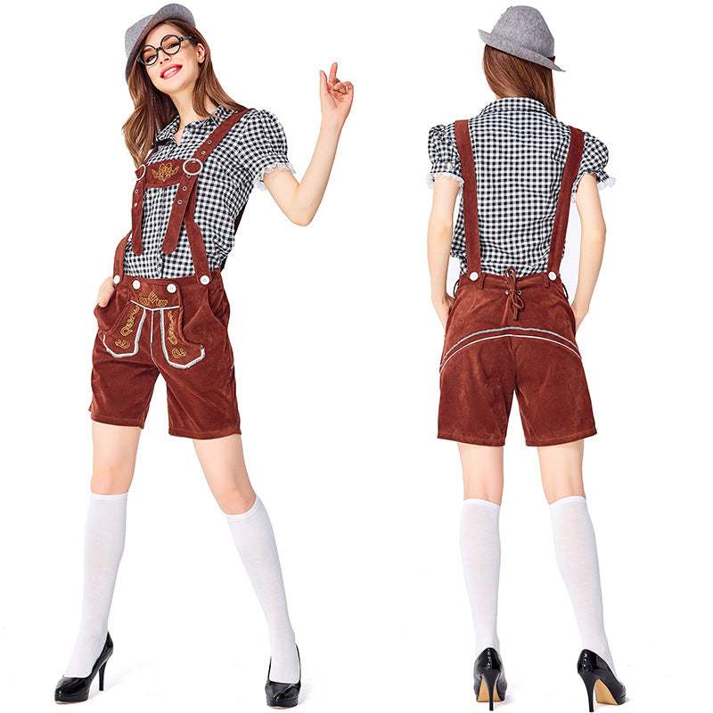 Dahlia - Oktoberfest-Look mit karierten Latzhosen für Damen