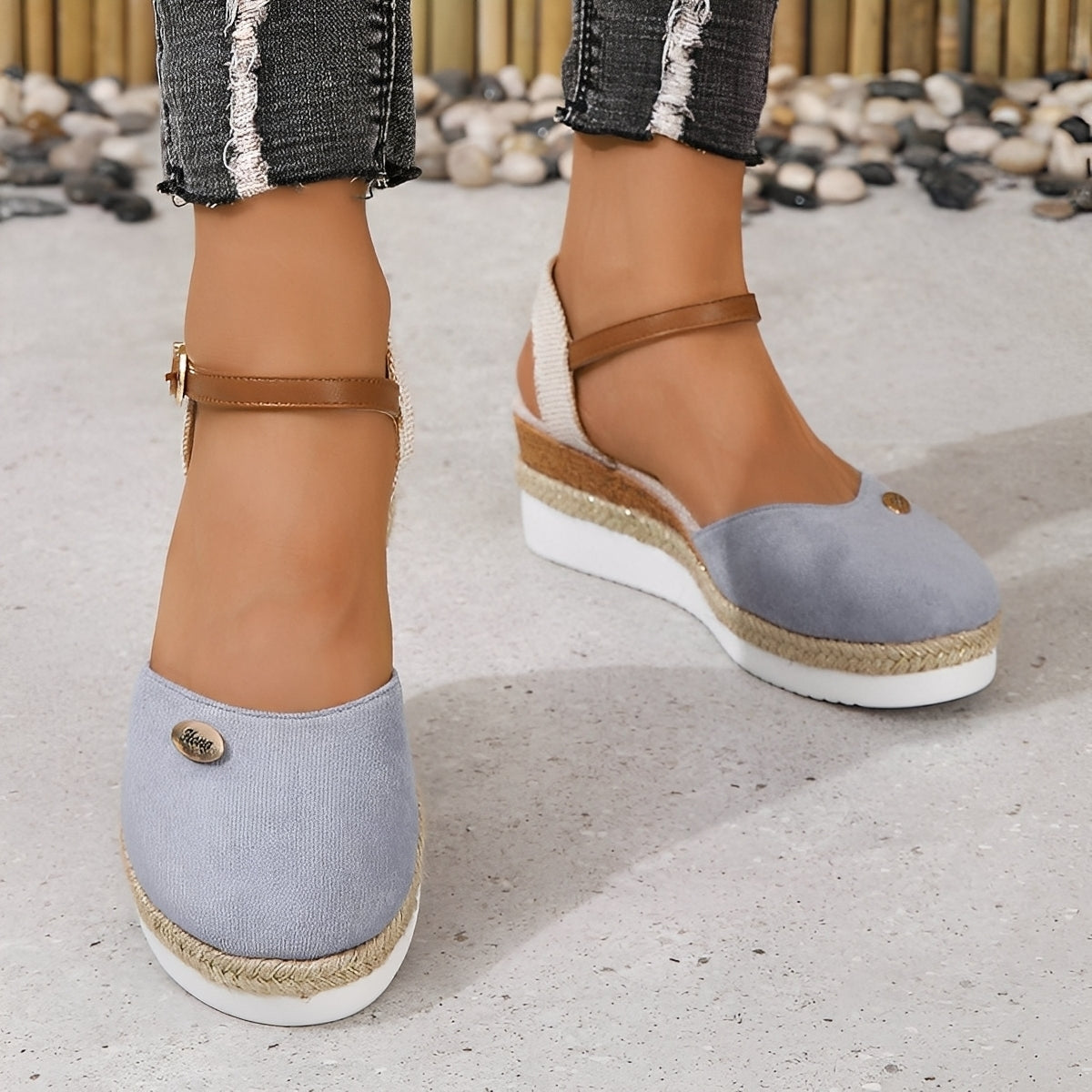 Elinor - Bequeme Damen-Hanfsandalen mit Keilabsatz