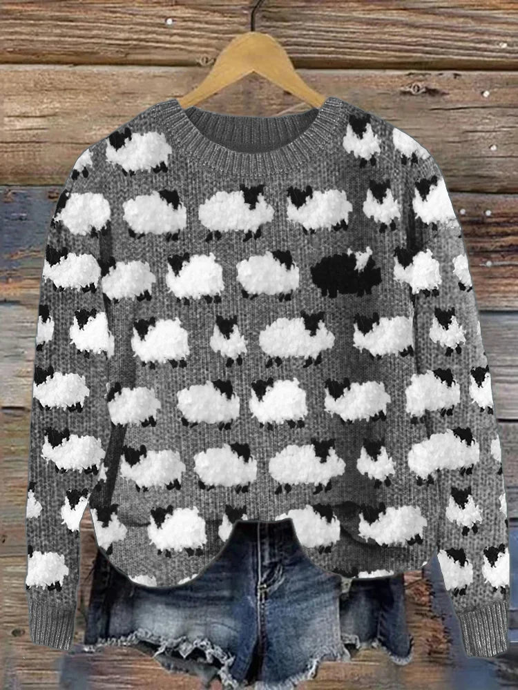 Marta – Wollpullover mit Schafsmuster