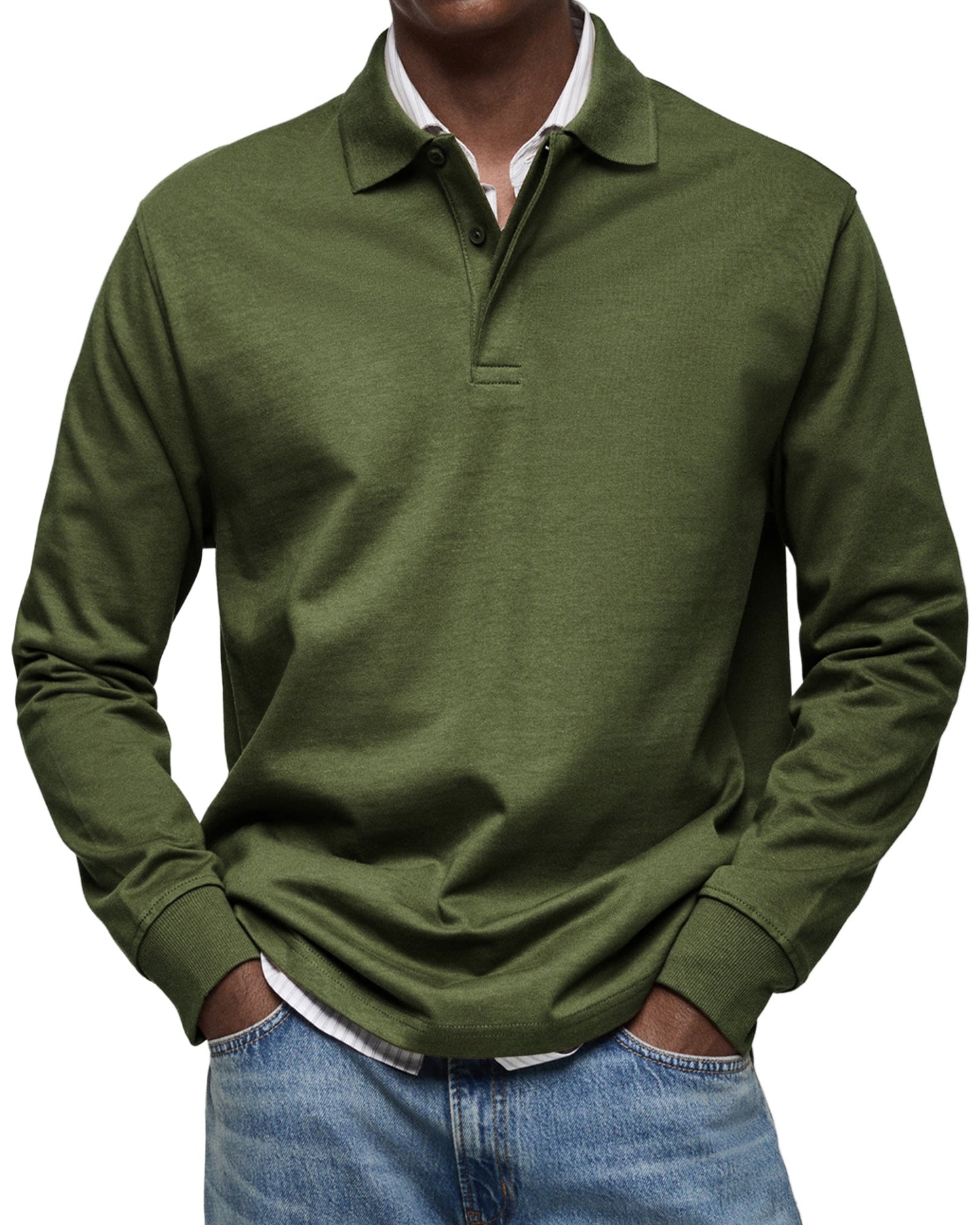 Dewey - Herren Langarm-Poloshirt, schlichtes Design