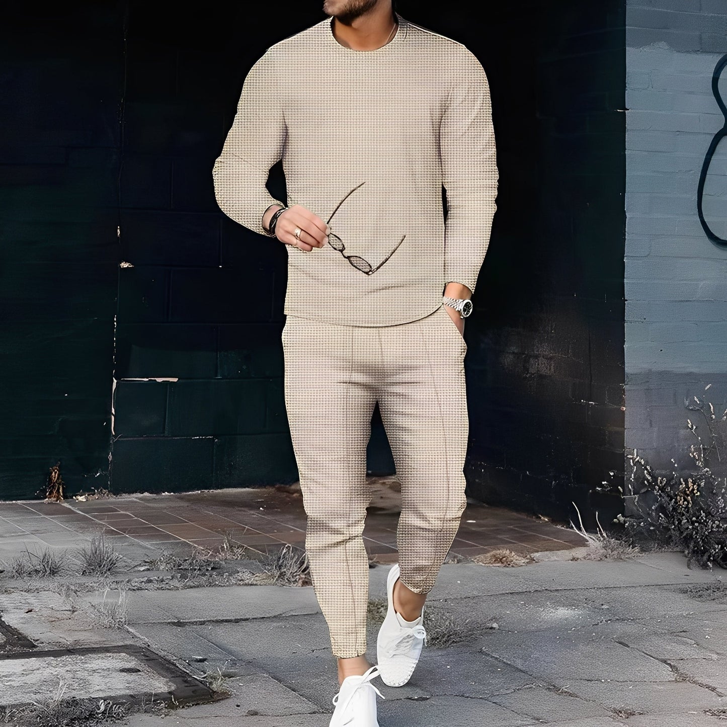 Dillan - Komfortables Slim-Fit-Herrenset mit Waffelstruktur