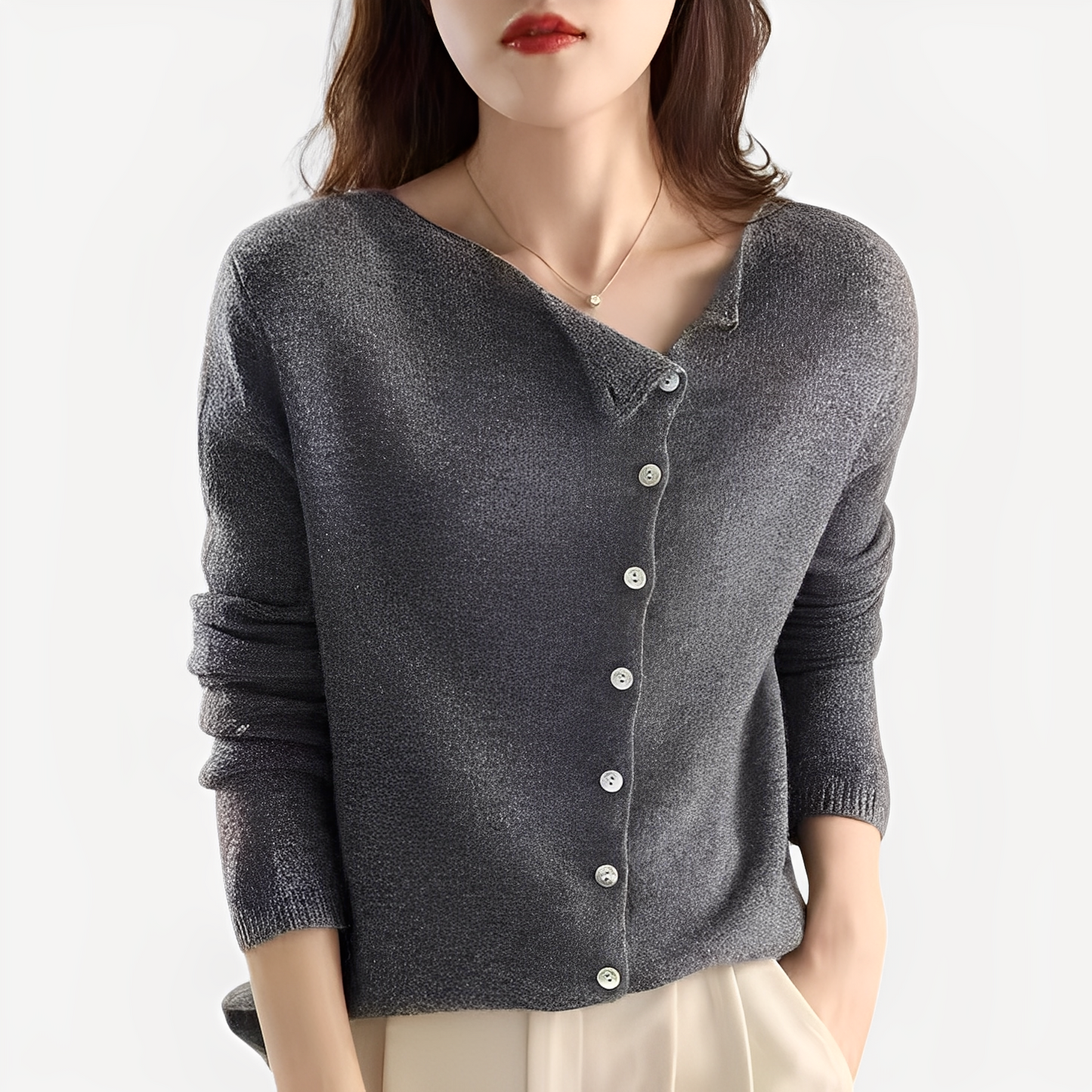 Daria - Elegante, warme Damen-Strickjacke mit einem Knopf