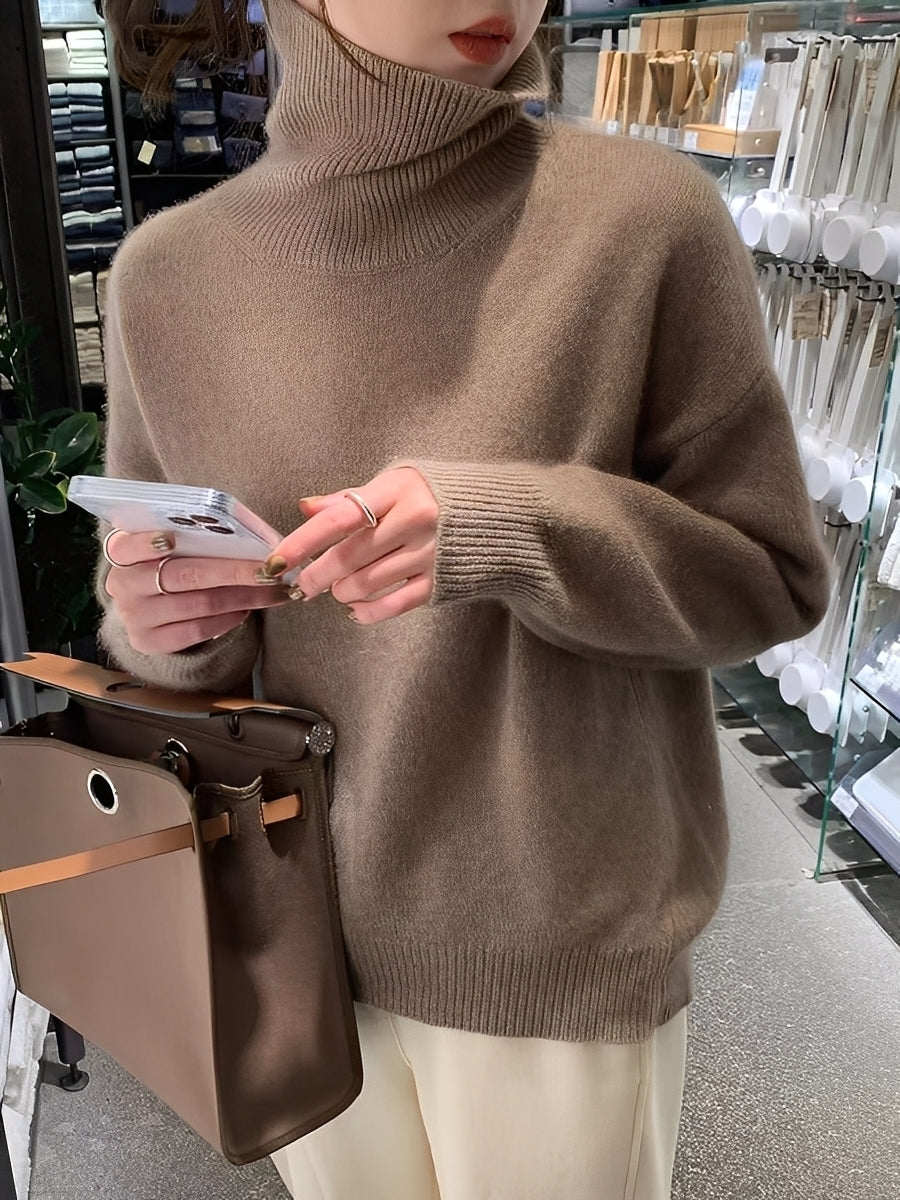 Adrienne - Schicker, lockerer Kaschmir-Rollkragenpullover