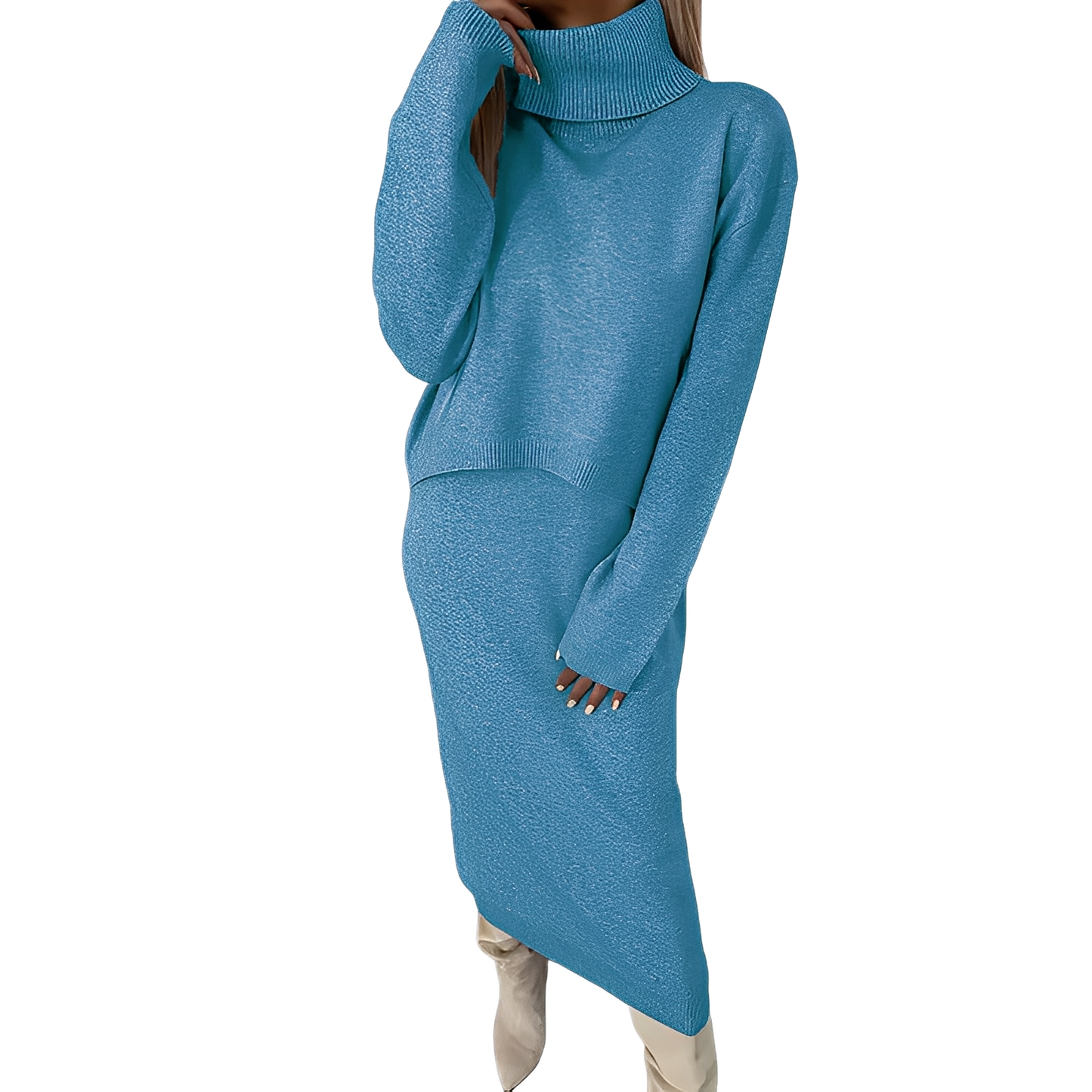Natalee - Elegantes Damen-Set aus Rollkragenpullover und Rock