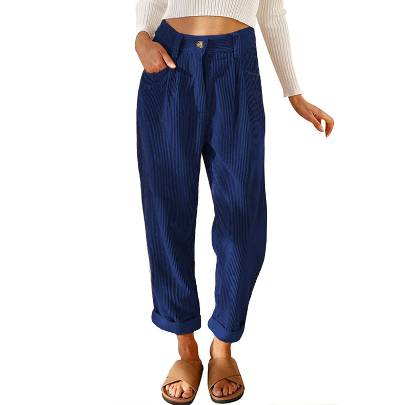 Chelsie - Komfortable Damenhose aus Cord mit hohem Bund