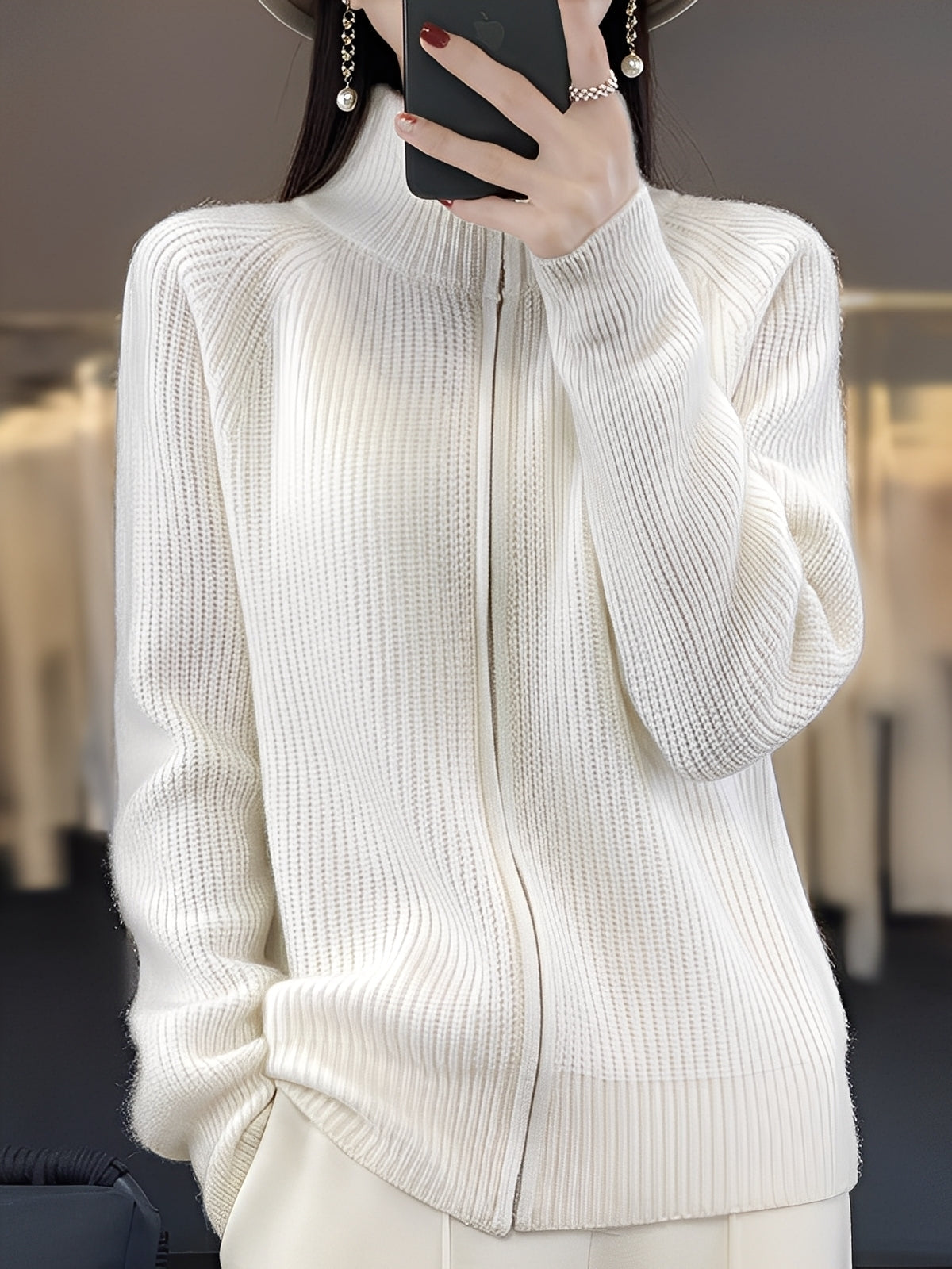 Brylee - Moderne Damen-Wollstrickjacke mit Zipper