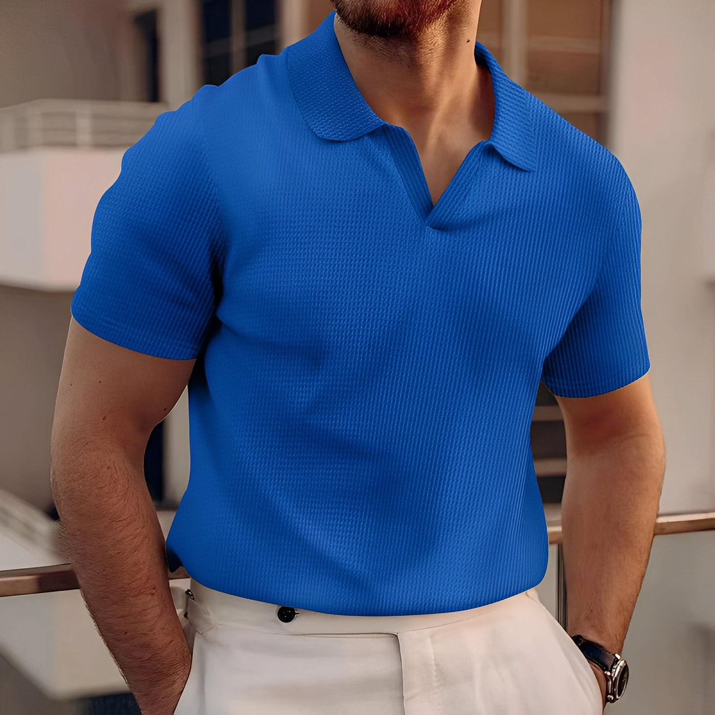 Harley - Einfaches Poloshirt für Männer mit kurzen Ärmeln und Wabenstruktur