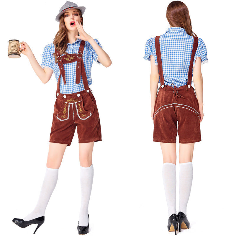 Dahlia - Oktoberfest-Look mit karierten Latzhosen für Damen