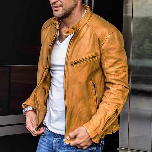 Hayden - Klassische Herrenlederjacke mit Taschen und Zipper