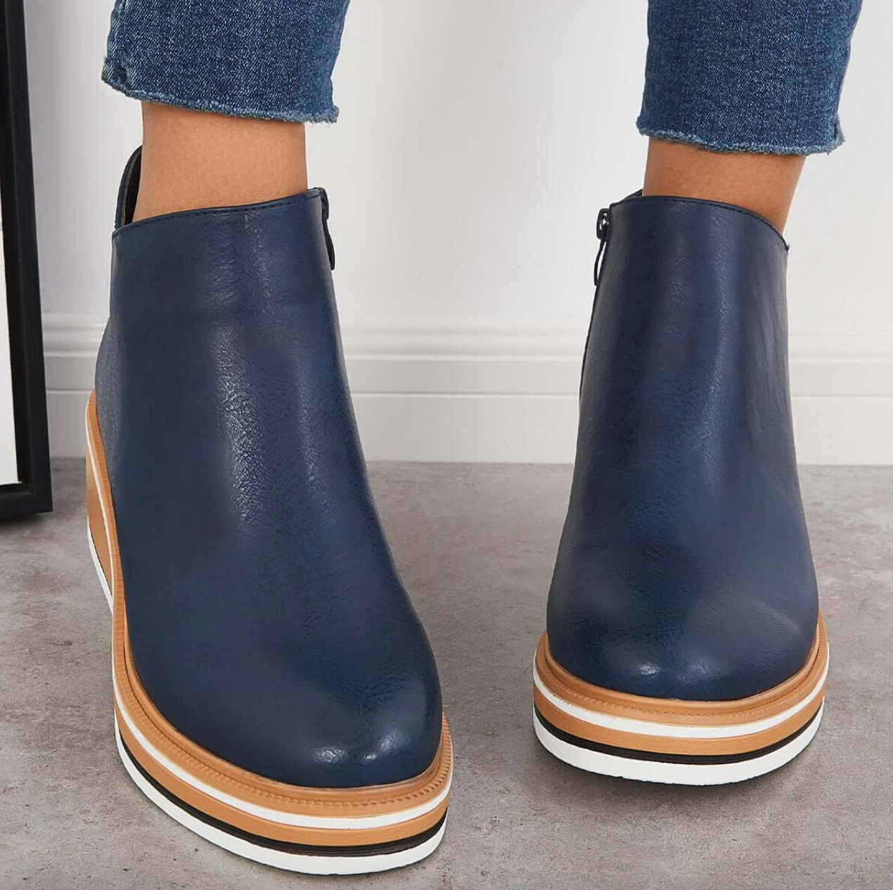 Rosanne - Trendige Damen-Lederstiefel mit Reißverschluss