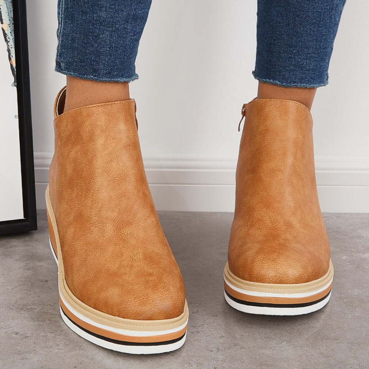 Rosanne - Trendige Damen-Lederstiefel mit Reißverschluss
