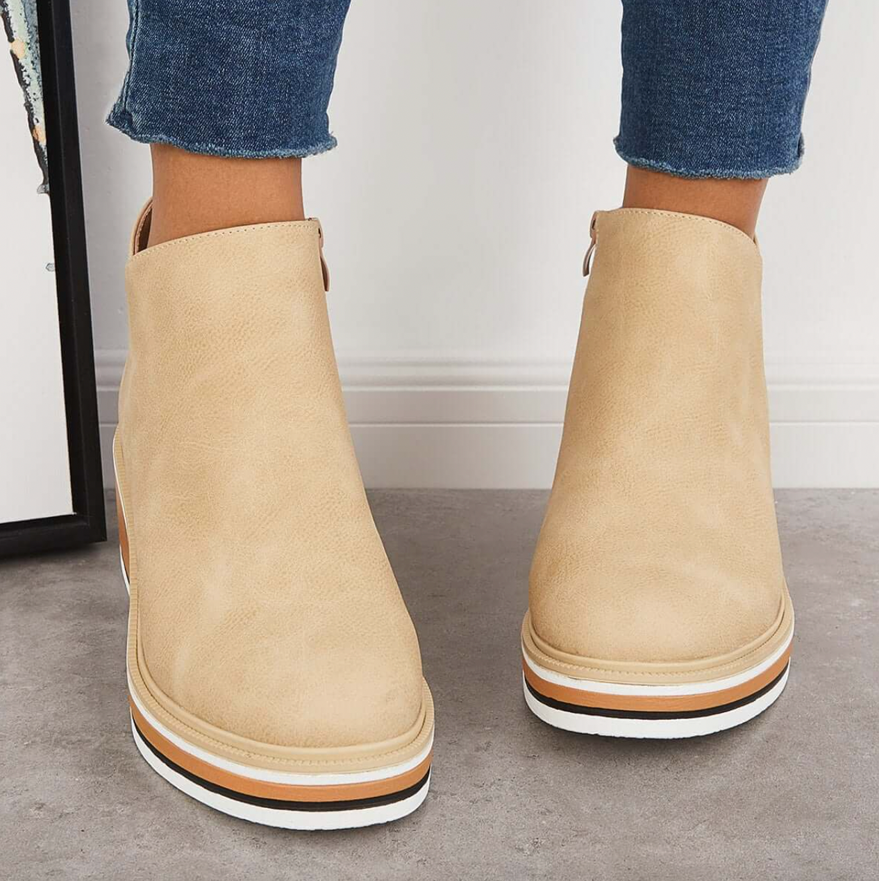 Rosanne - Trendige Damen-Lederstiefel mit Reißverschluss