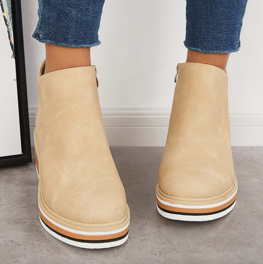 Rosanne - Trendige Damen-Lederstiefel mit Reißverschluss