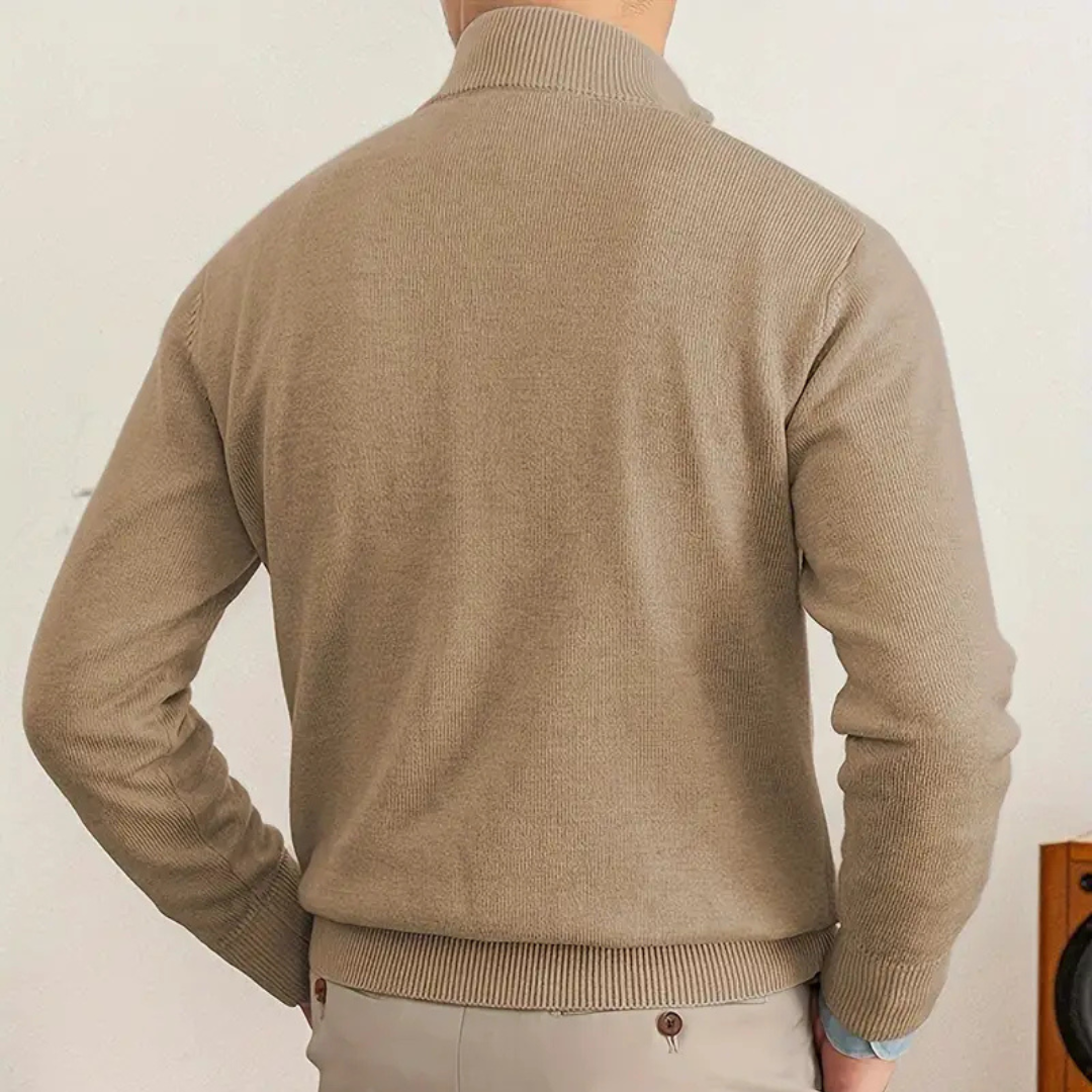 Olivier - Baumwollpullover mit kurzem Reißverschluss