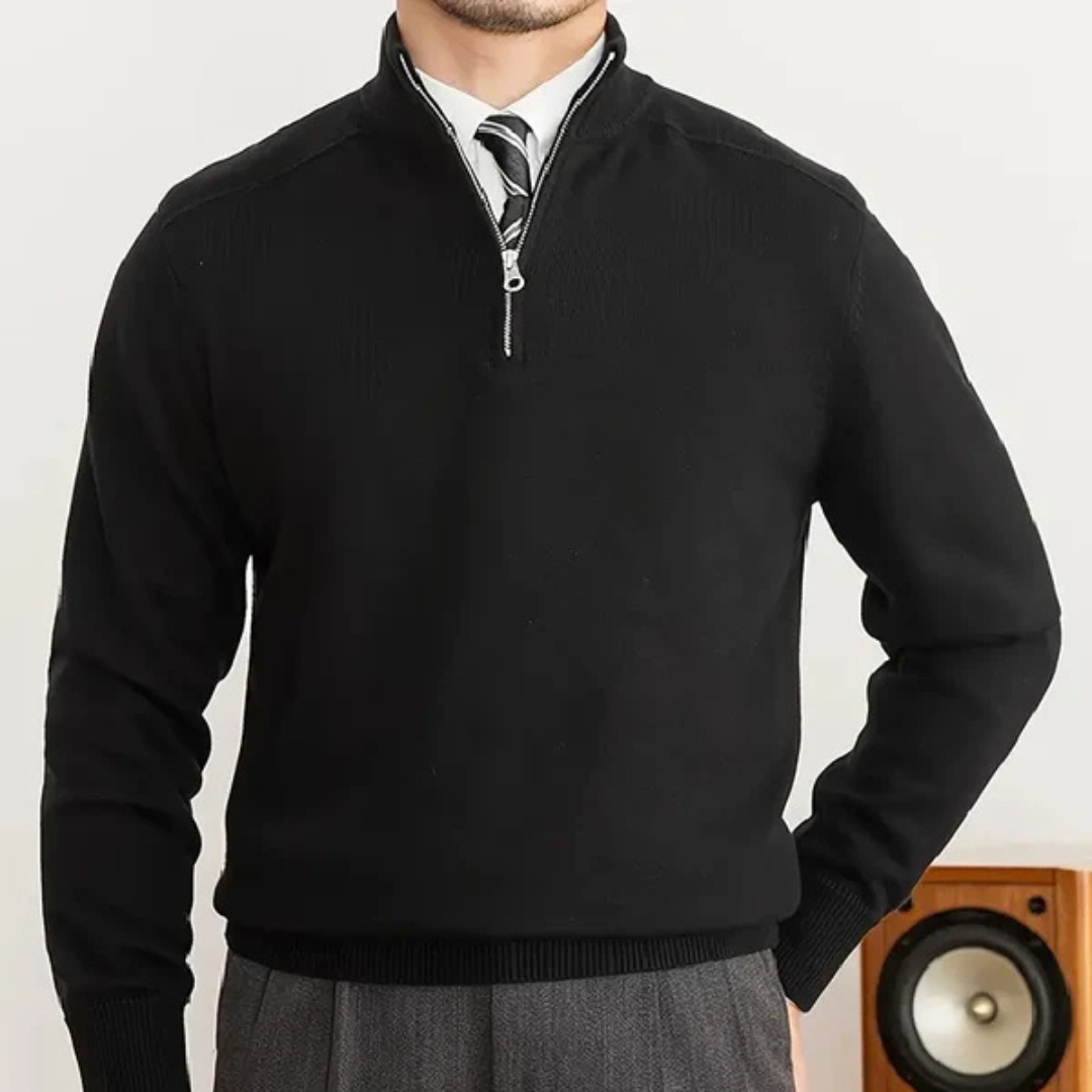 Olivier - Baumwollpullover mit kurzem Reißverschluss
