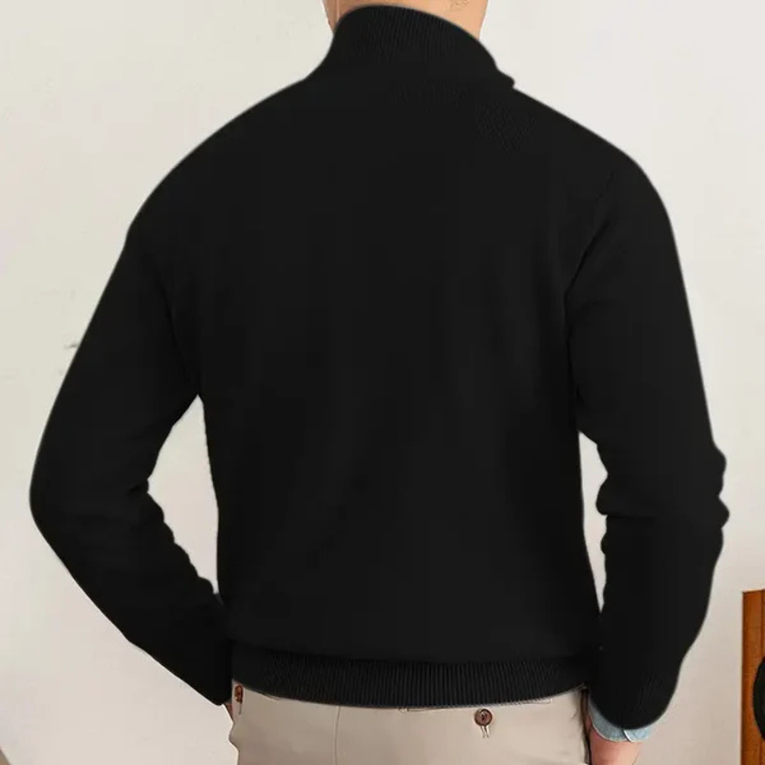 Olivier - Baumwollpullover mit kurzem Reißverschluss