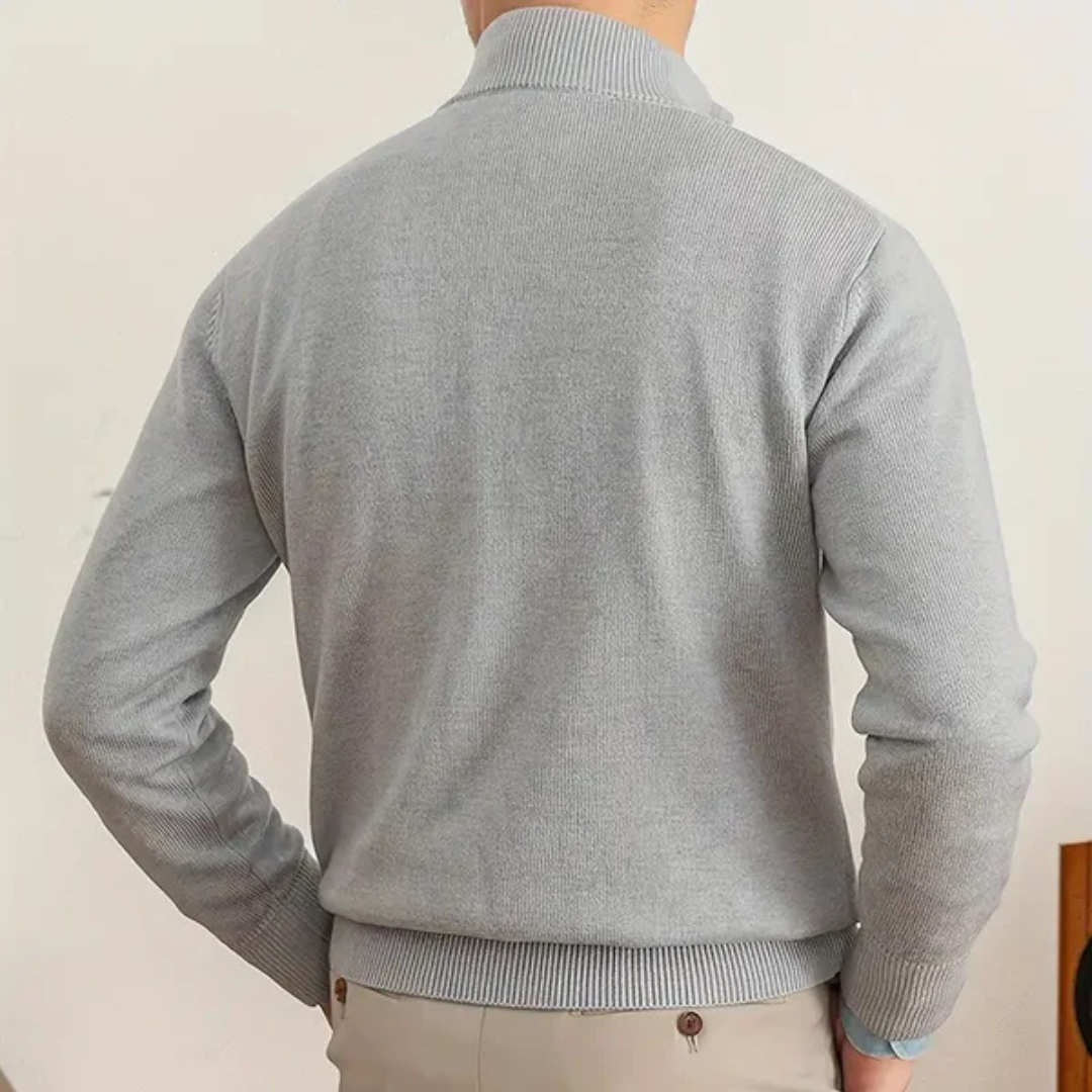 Olivier - Baumwollpullover mit kurzem Reißverschluss