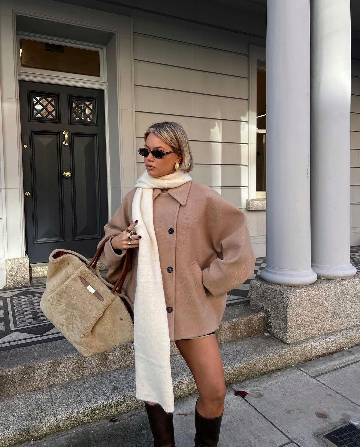 Elena – Oversize-Mantel aus Wollmischung Doppelreihig