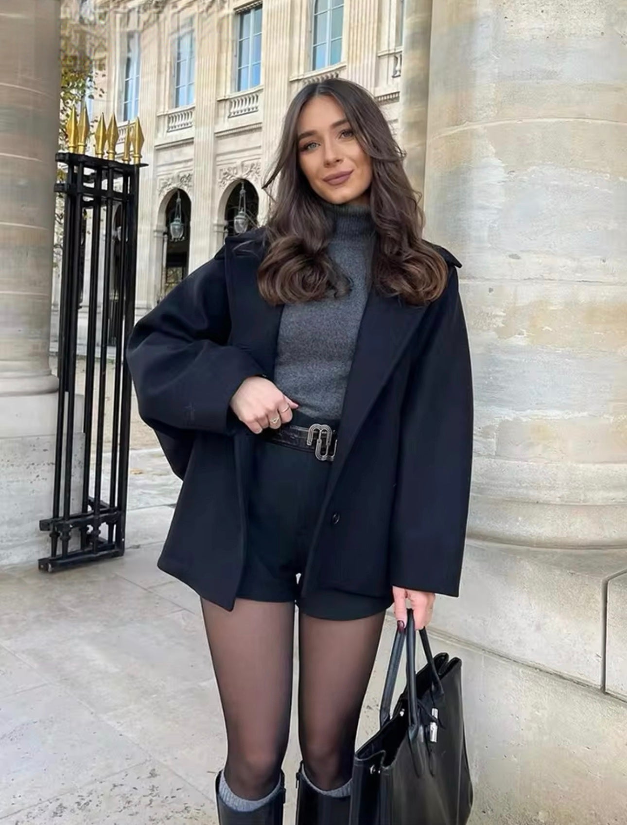Elena – Oversize-Mantel aus Wollmischung Doppelreihig