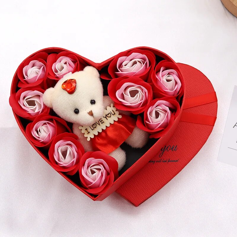 Herzform – Rosenbär Geschenkbox Valentinstag