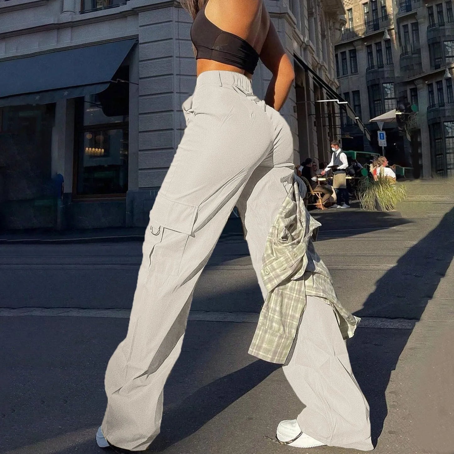 Paloma – Damen-Cargohosen mit hohem Bund