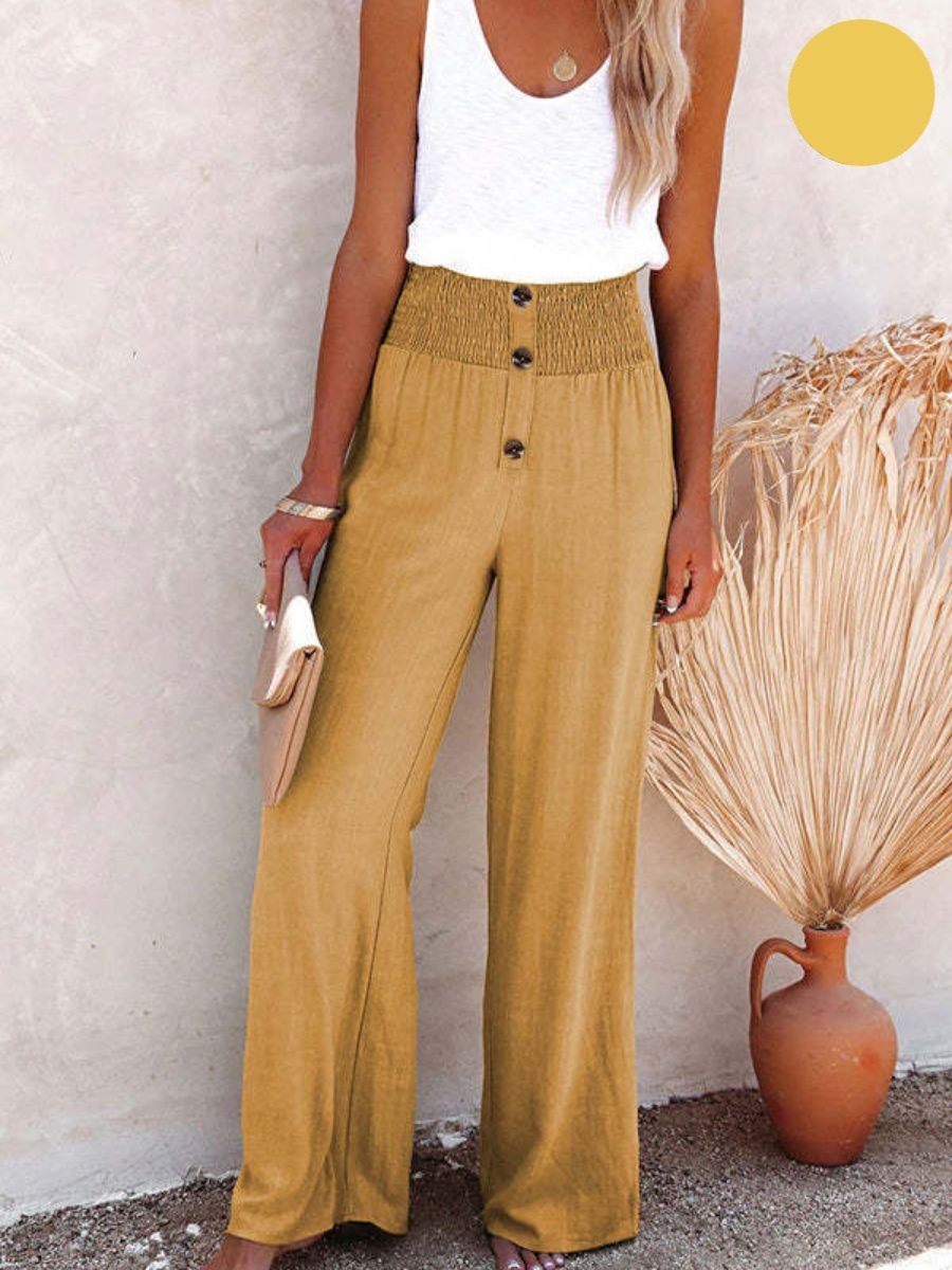 Sophia – Hoch geschnittene Hose aus Baumwolle & Leinen